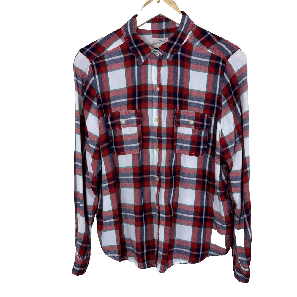 Universal Thread Women's Button Up Shirt Size L Red Plaid‎ Cabin Core Camp Core
